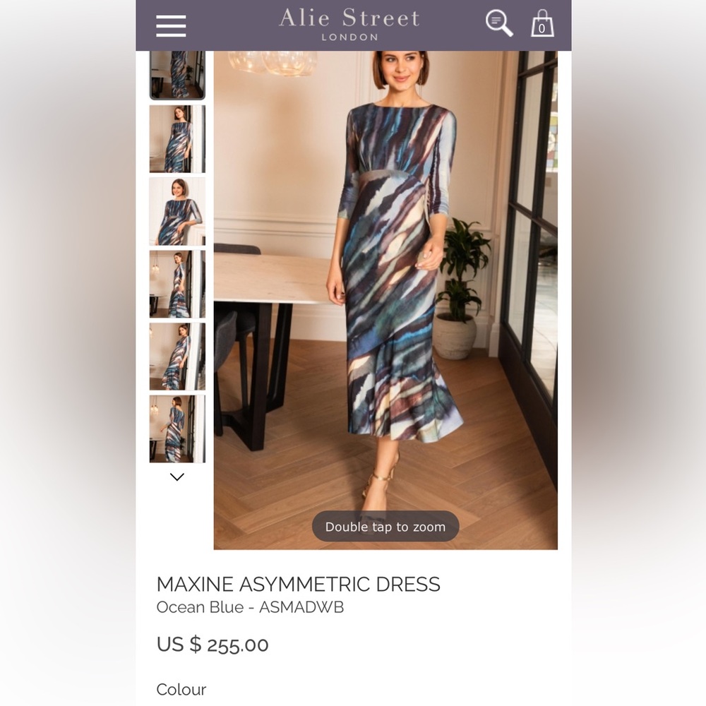 MAXINE ASYMMETRIC DRESS Ocean Blue - ASMADWB - Picture 4 of 10